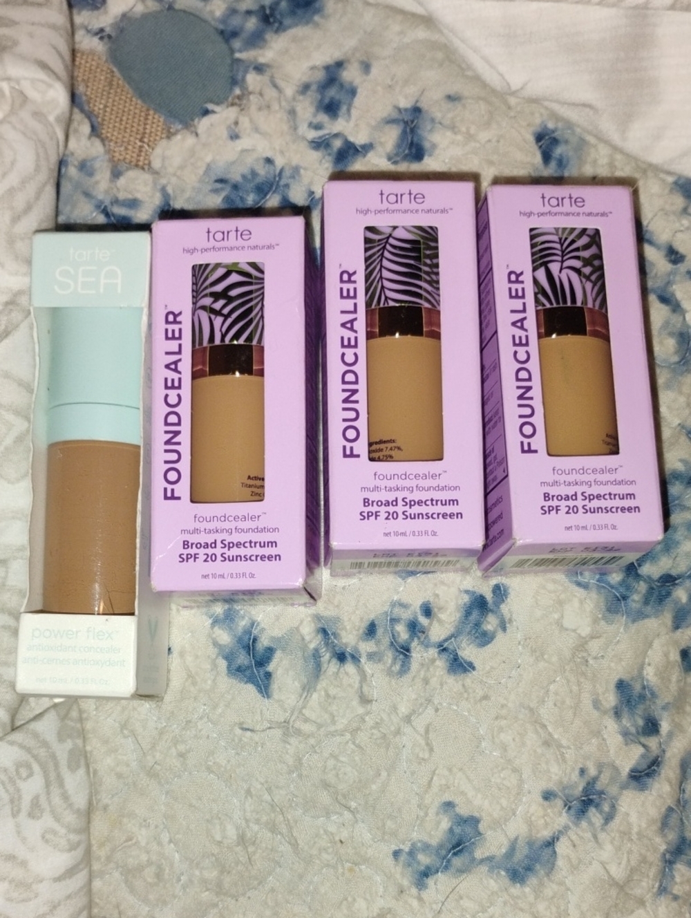 tarte Foundcealer Trio in Light-Medium Sand Tones Plus Tarte SEA Power Flex Tan